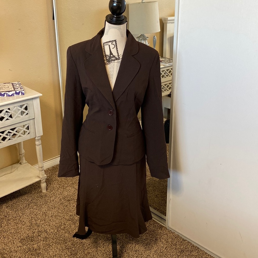 Brown blazer and skirt set